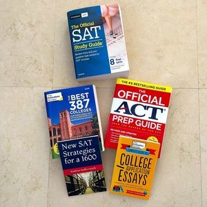 Lot of 5 college info and standardized test prep books